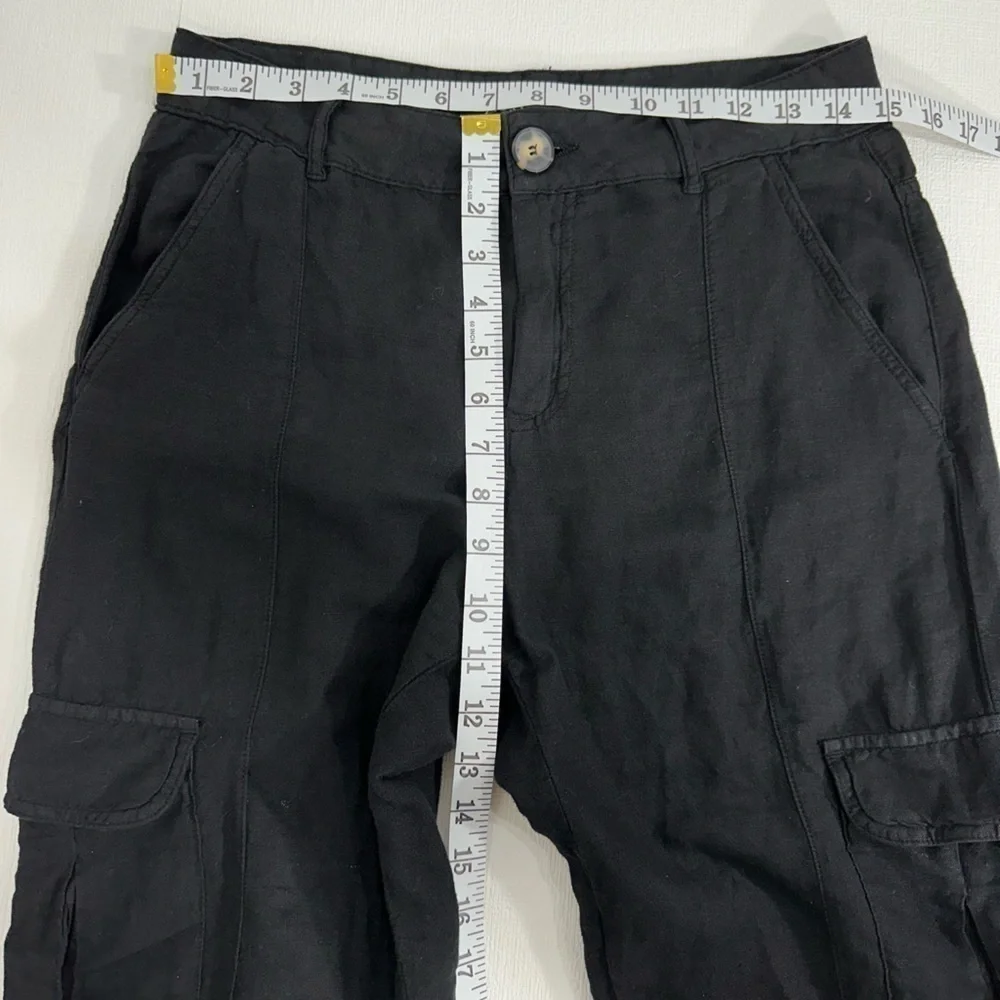 Zara cargo pants linen blend black size 00